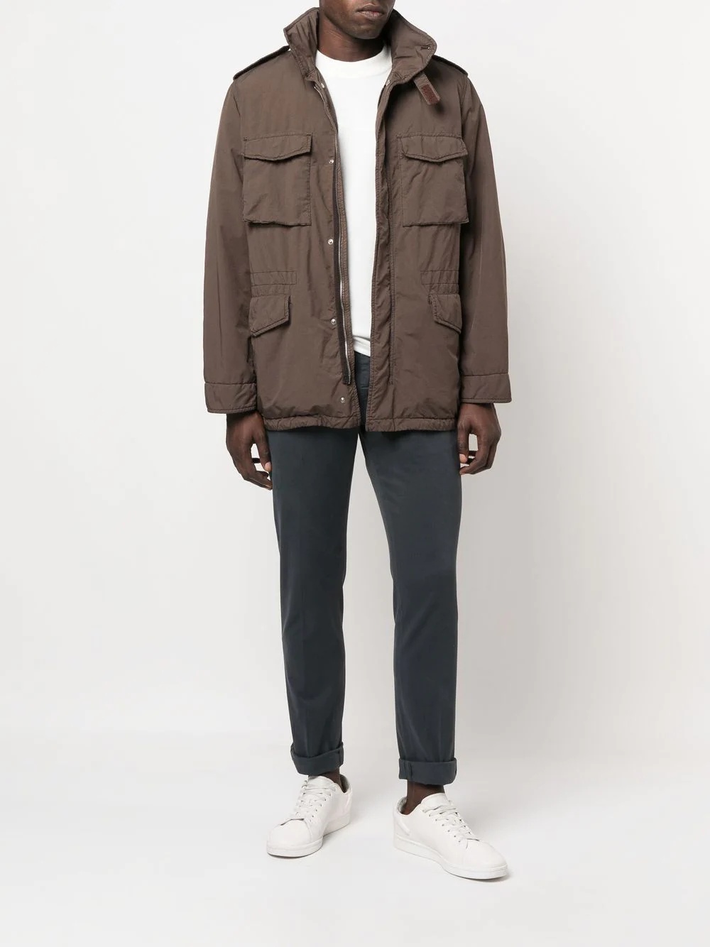 cargo-pocket hooded coat - 2