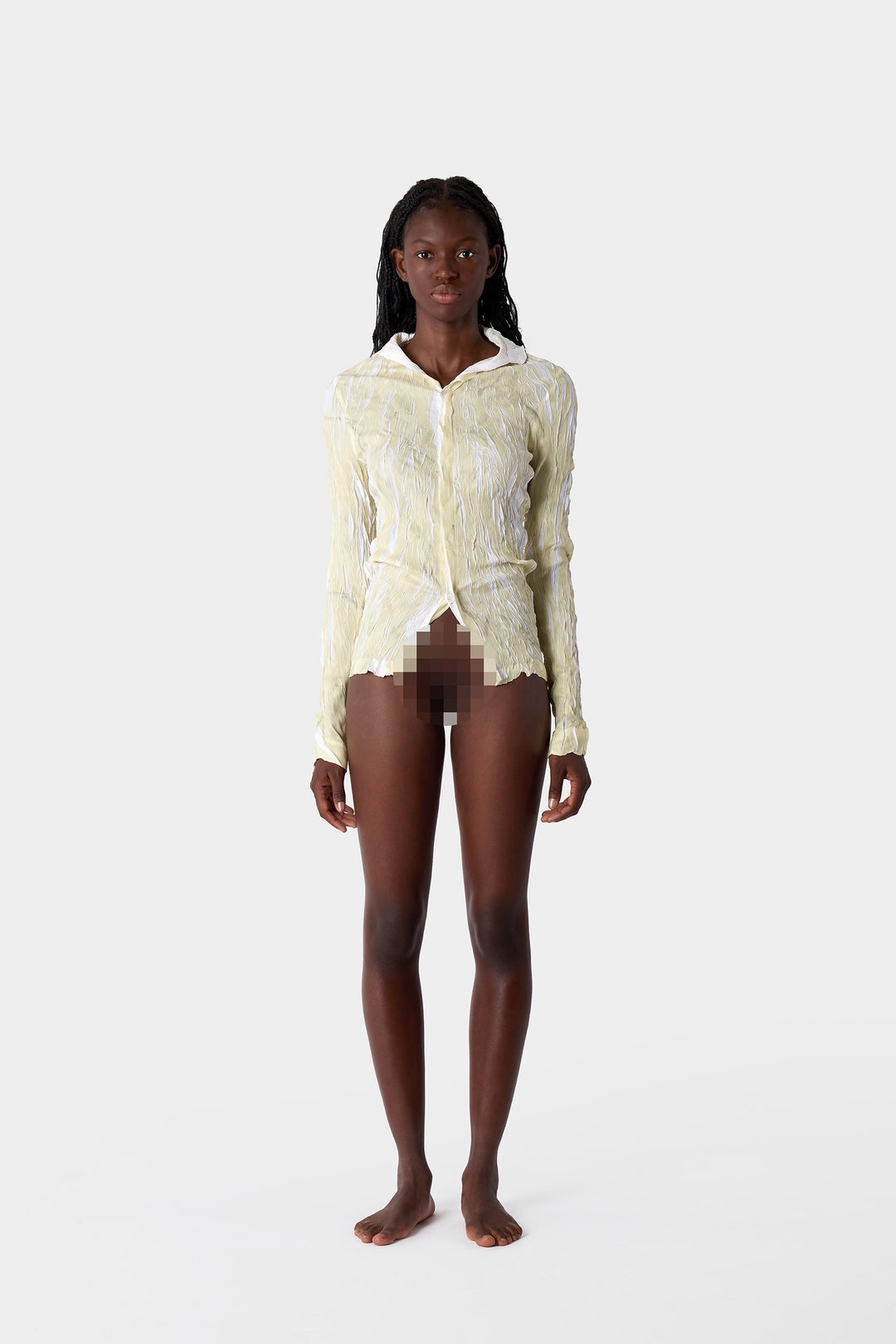 WRINKLED PRINT OVER SHIRT / beige - 7