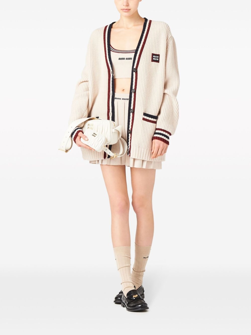 stripe-detail V-neck cardigan - 2