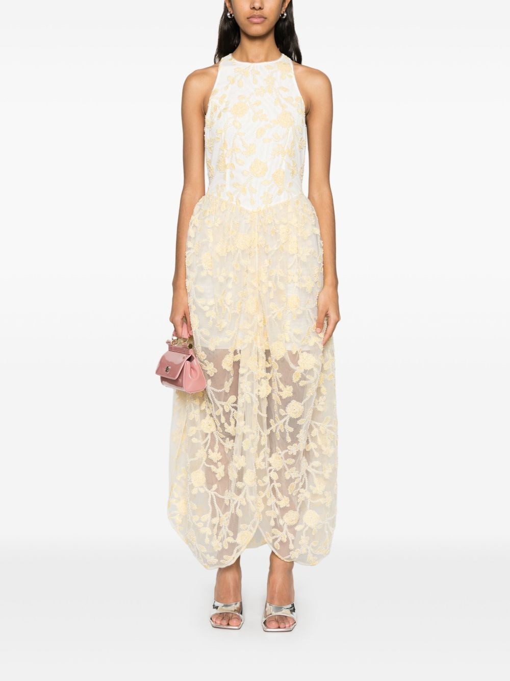 floral-beaded midi dress - 2