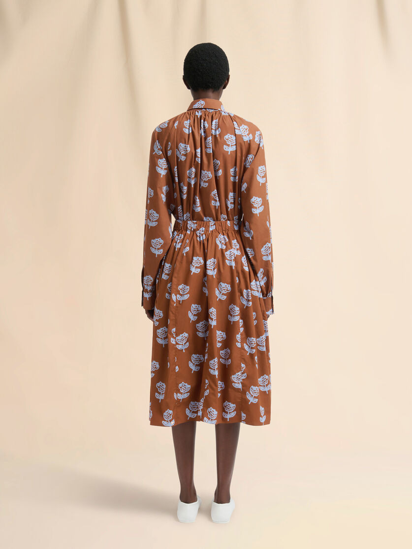 BROWN POPLIN EGG SKIRT WITH SPRAYED ROSES PRINT - 3
