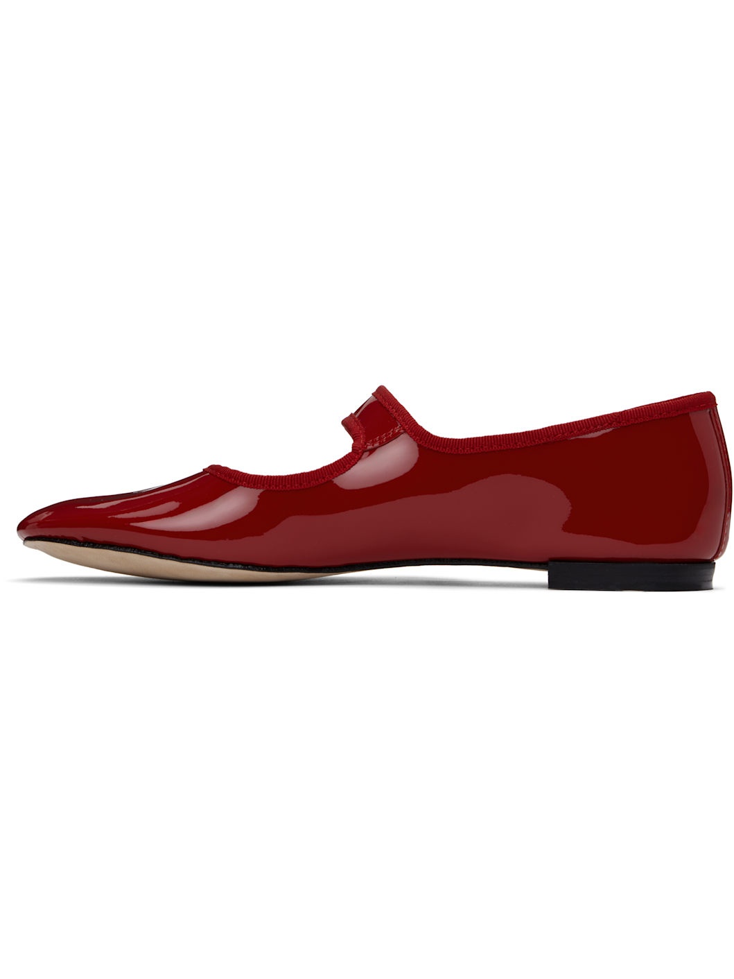 Red Georgia Square-Toe Mary Jane Ballerina Flats - 3