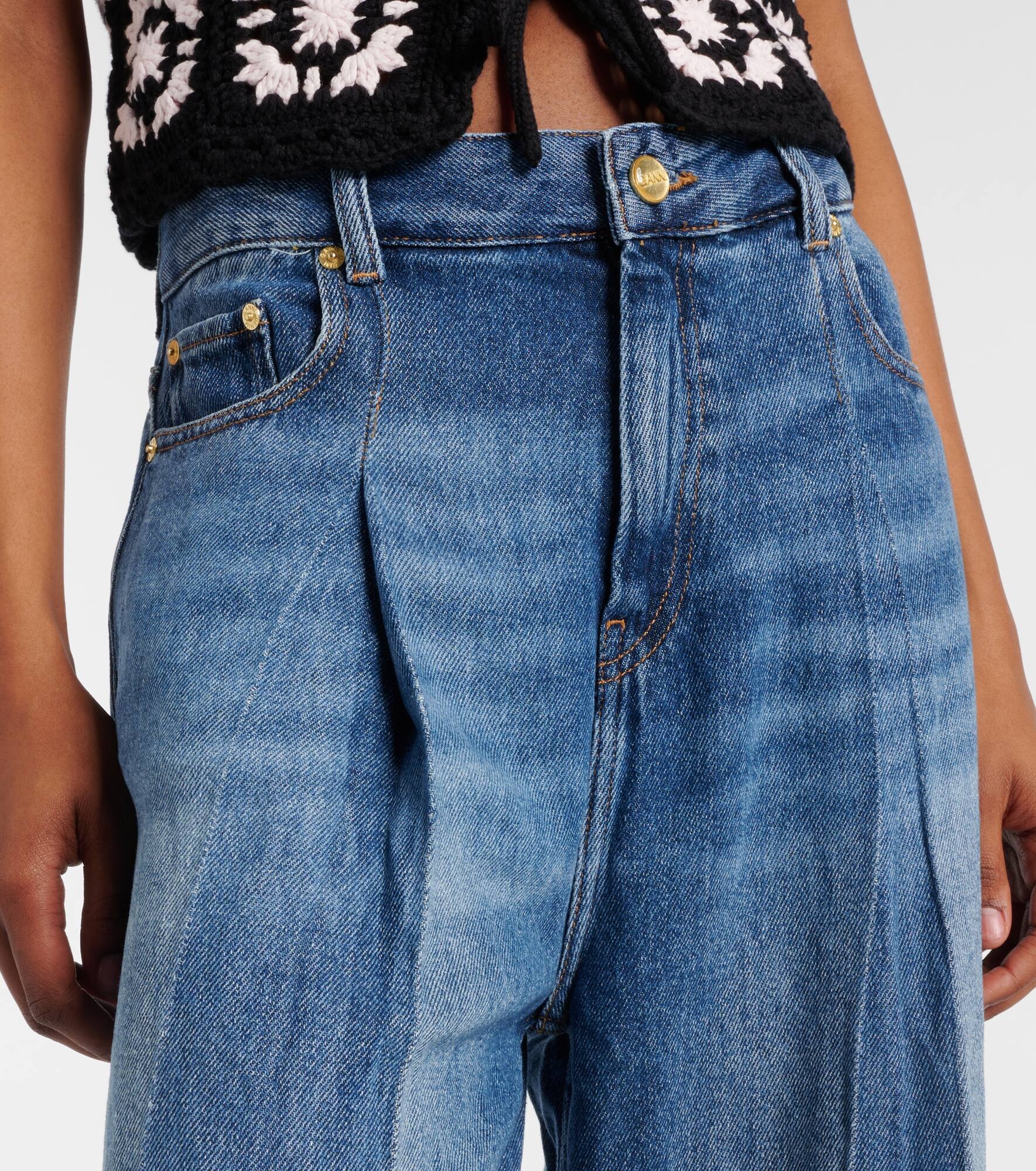 Pleated wide-leg jeans - 4