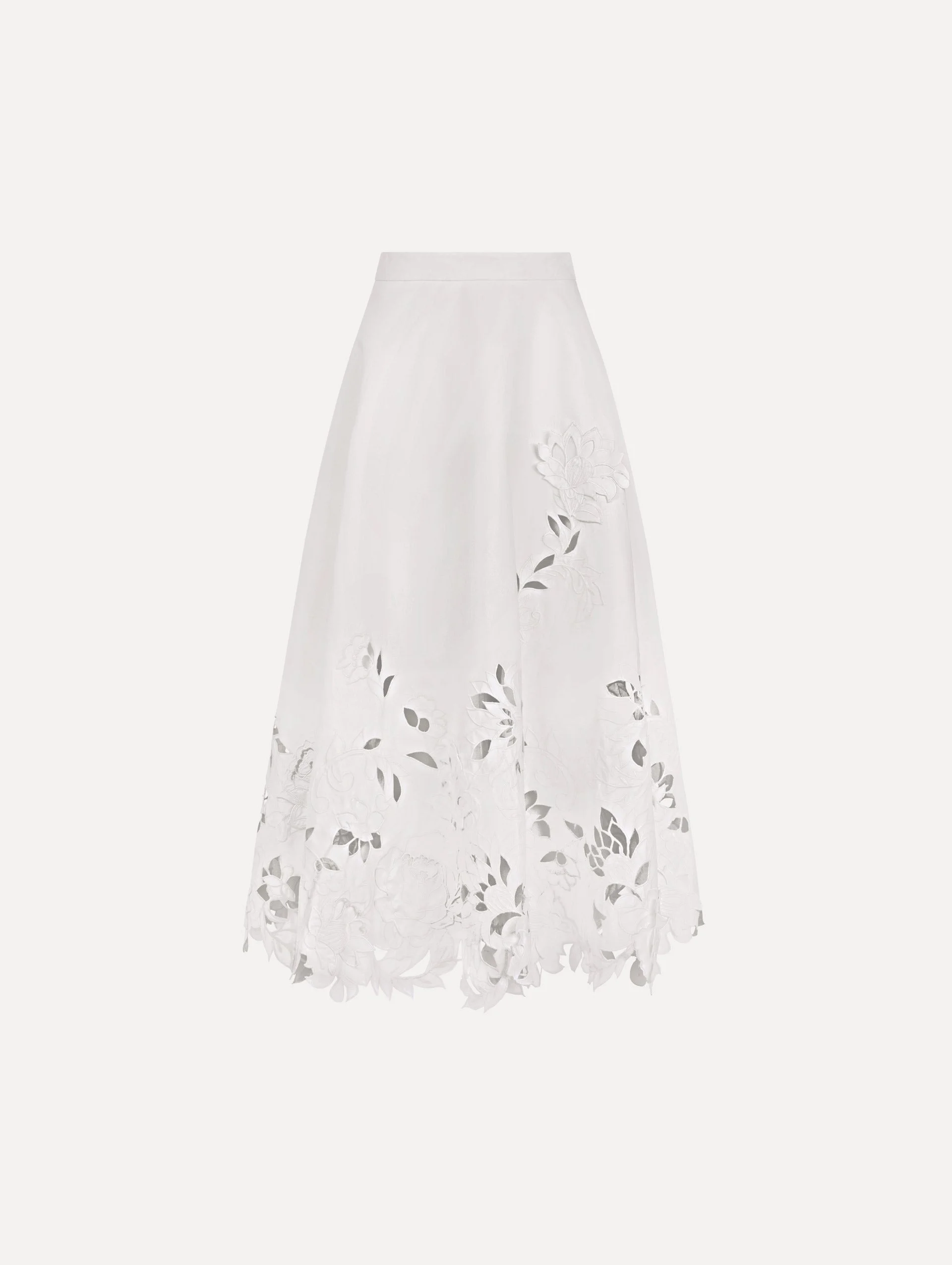FLORAL CUTOUT COTTON TWILL SKIRT - 1