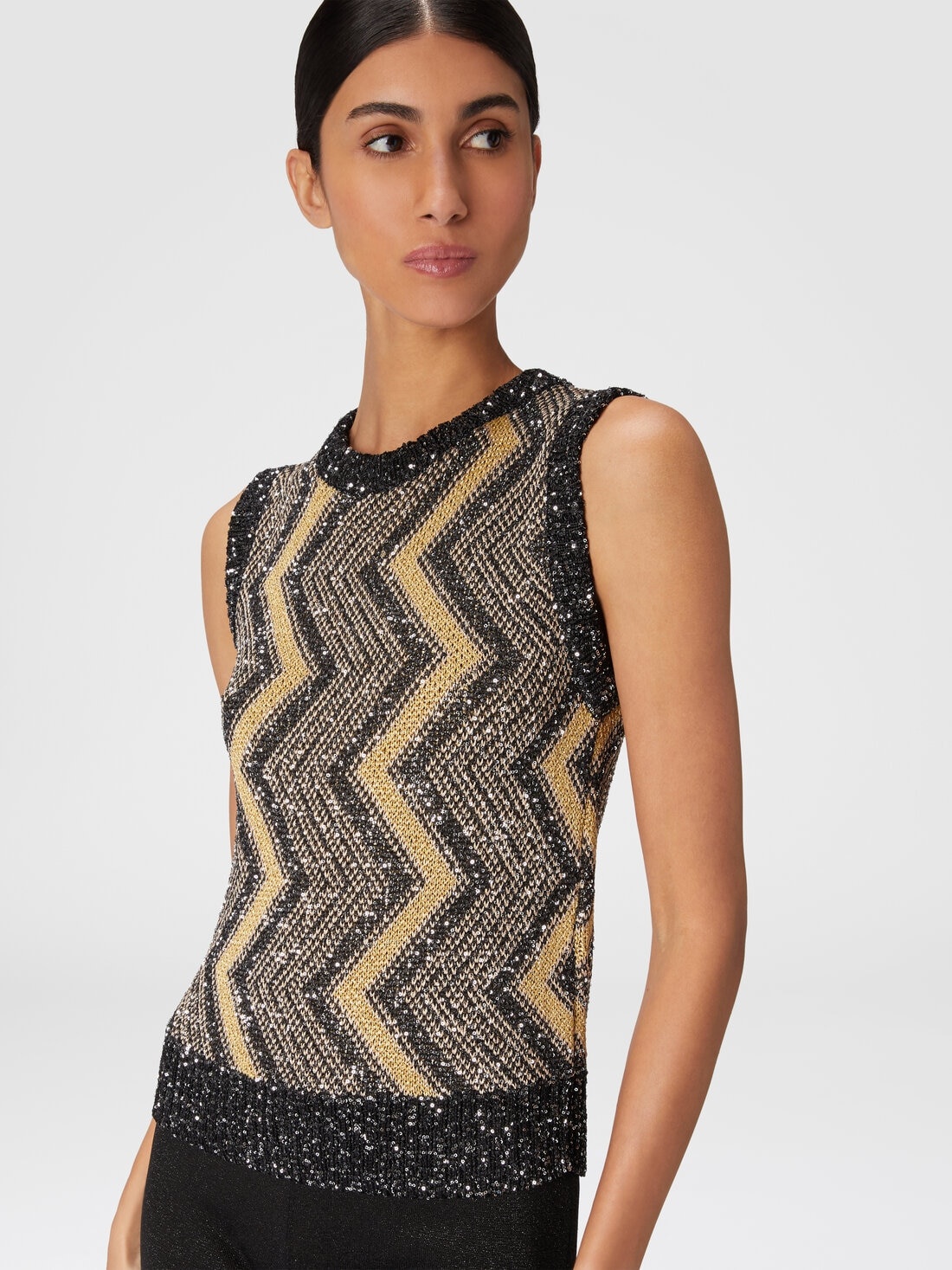 Vest with macro zig zag and sequins - 4