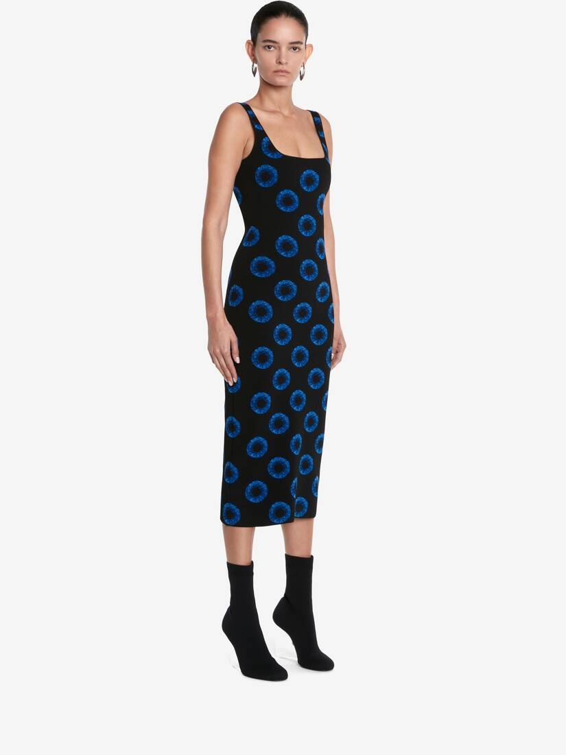 Women's Iris Jacquard Pencil Dress in Black/blue - 3