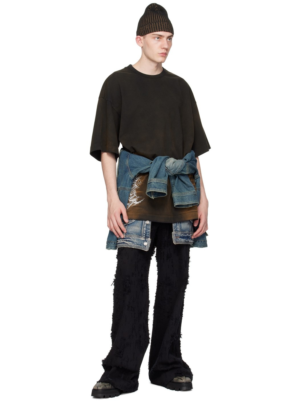 Black & Brown Garment-Dyed T-Shirt - 4