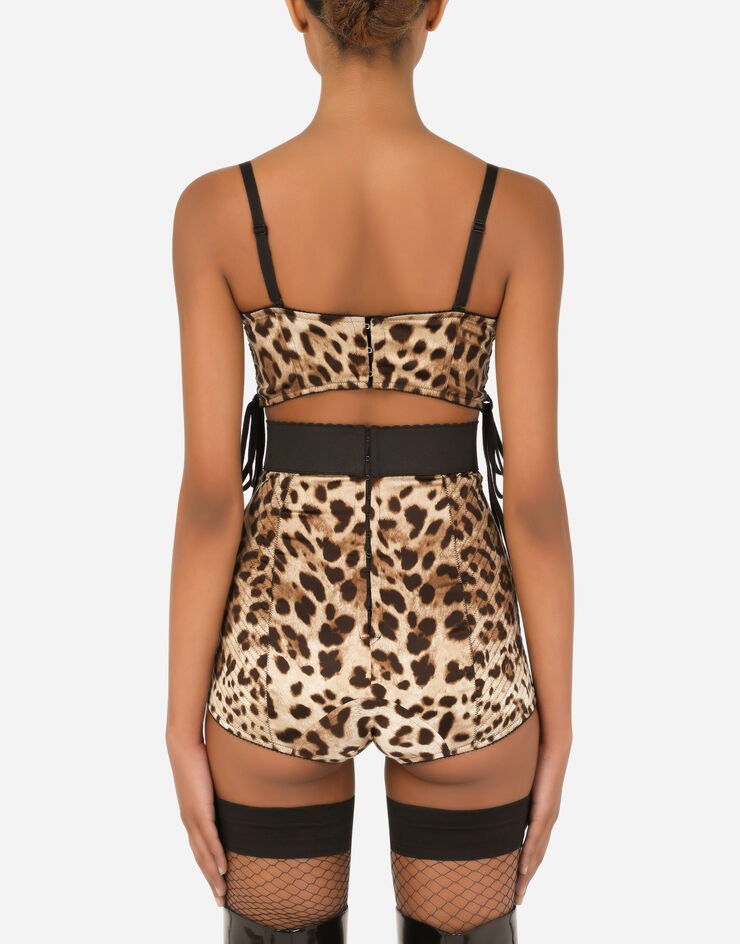 Leopard-print satin top with laces - 2