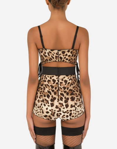 Dolce & Gabbana Leopard-print satin top with laces outlook