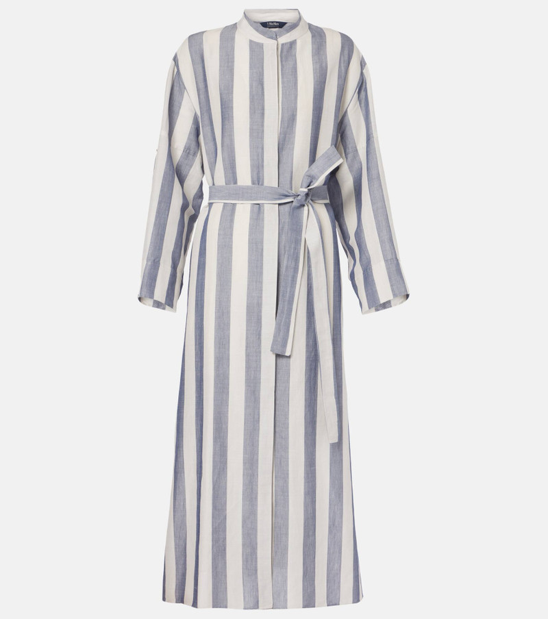 Rima striped ramie and cotton midi dress - 1