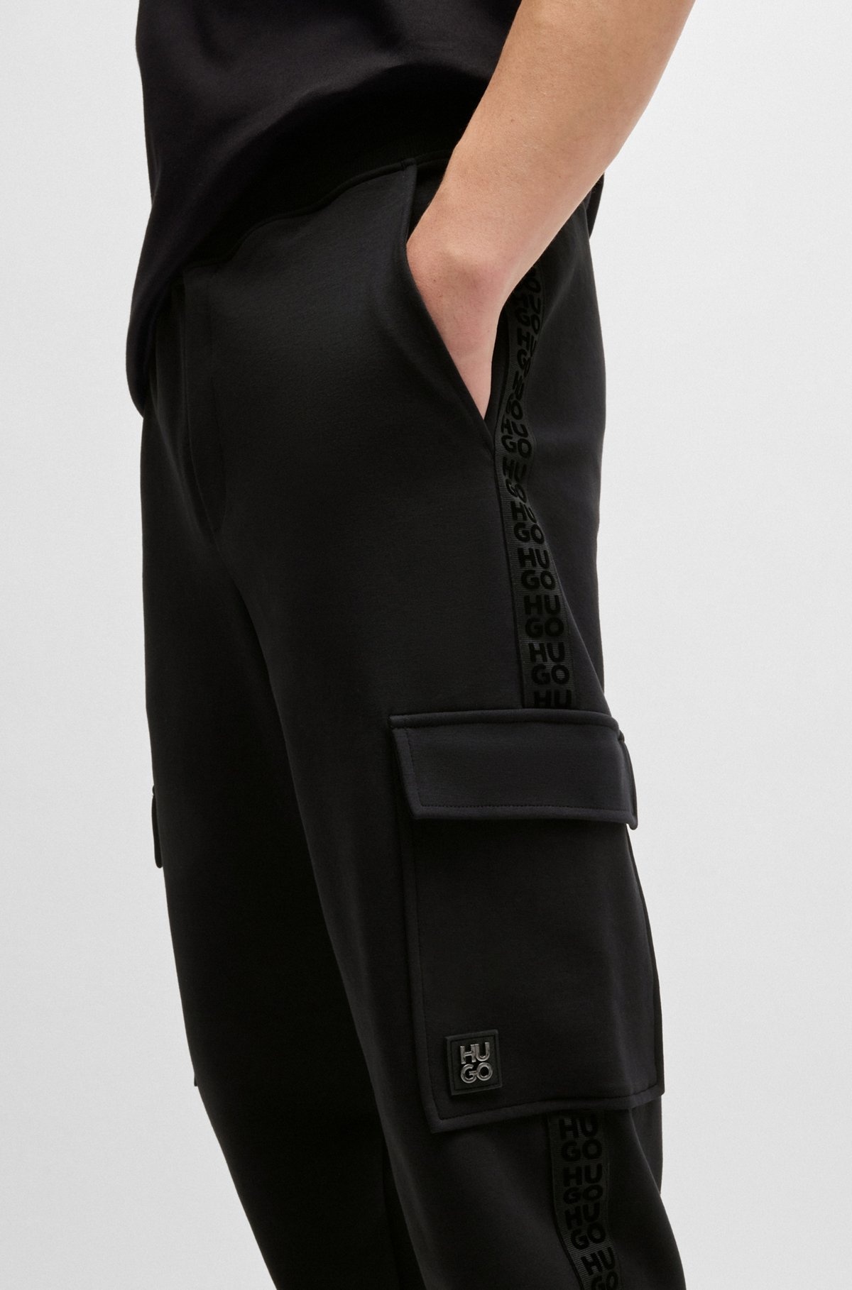 STRETCH-COTTON TRACKSUIT BOTTOMS WITH STACKED LOGO - 3