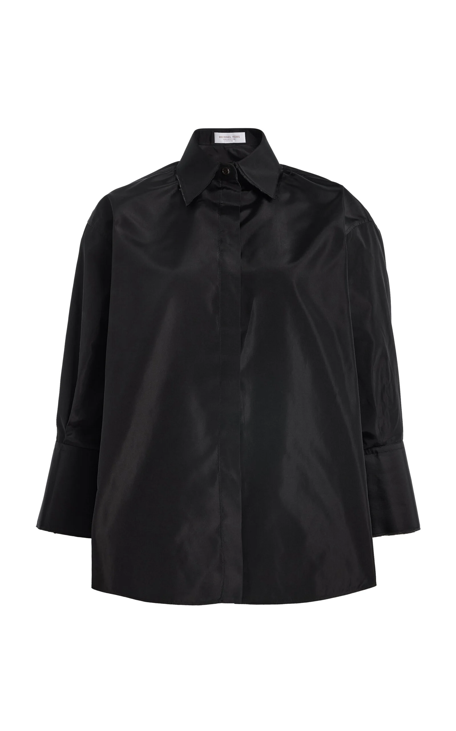 Frayed Silk Button-Down Shirt black - 1