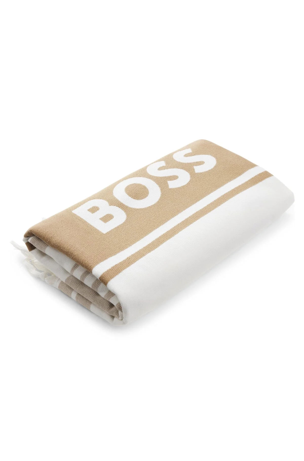 FRINGED LOGO BEACH TOWEL IN COTTON JACQUARD - 1