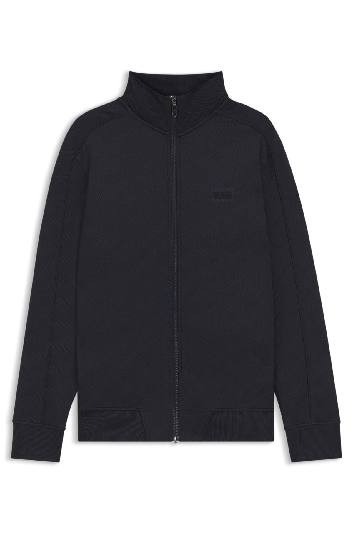 REGULAR-FIT ZIP-UP SWEATSHIRT WITH QUILTED JACQUARD - 1