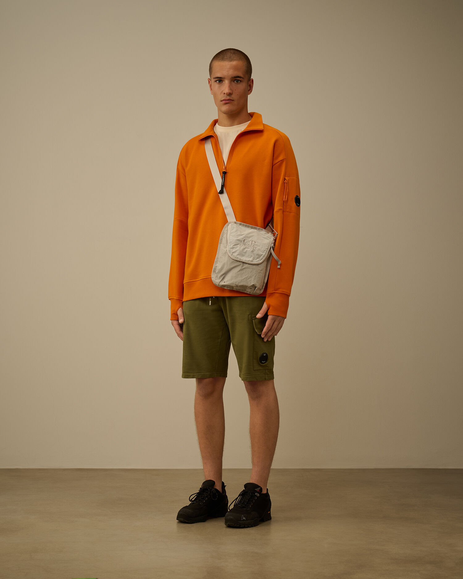Diagonal Raised Fleece Half Zip Sweatshirt - 2