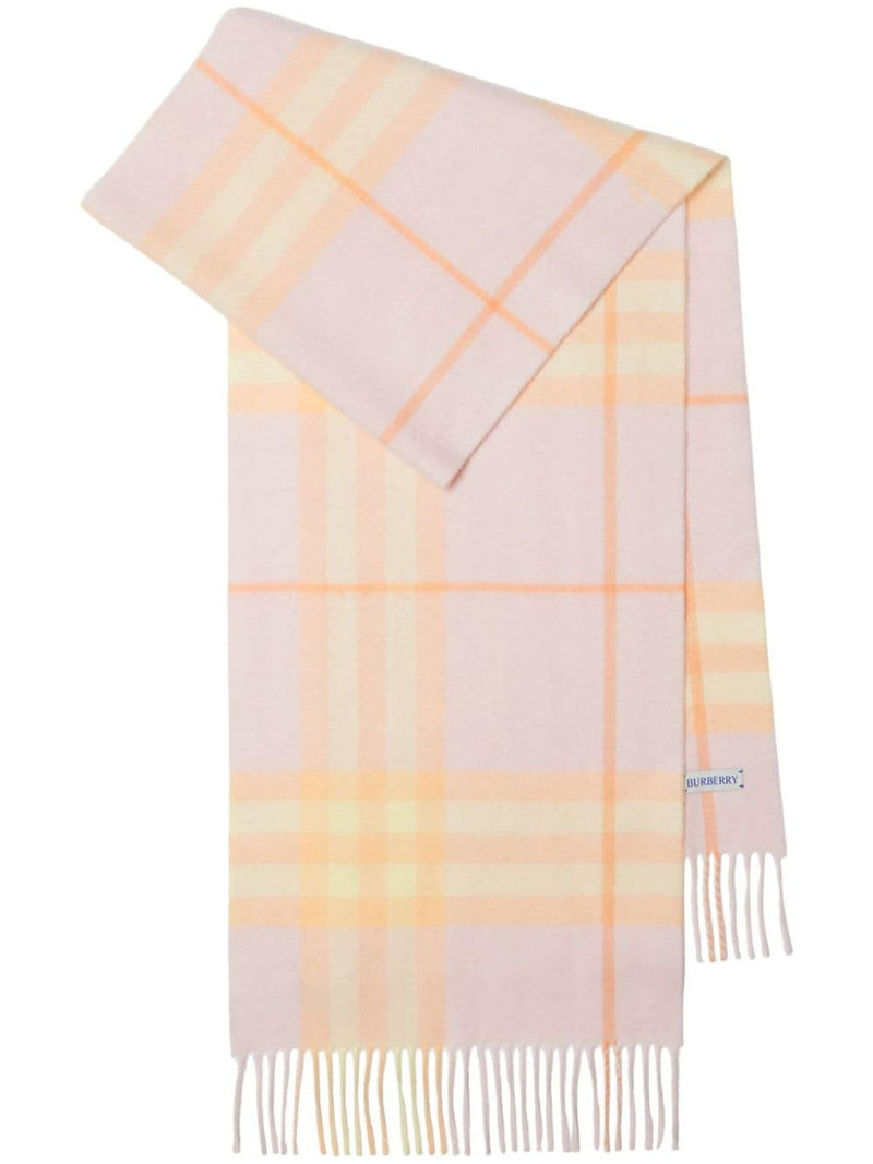 checked cashmere fringe scarf 1