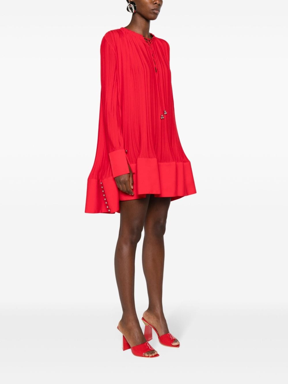 plissÃ©-effect crepe minidress - 3
