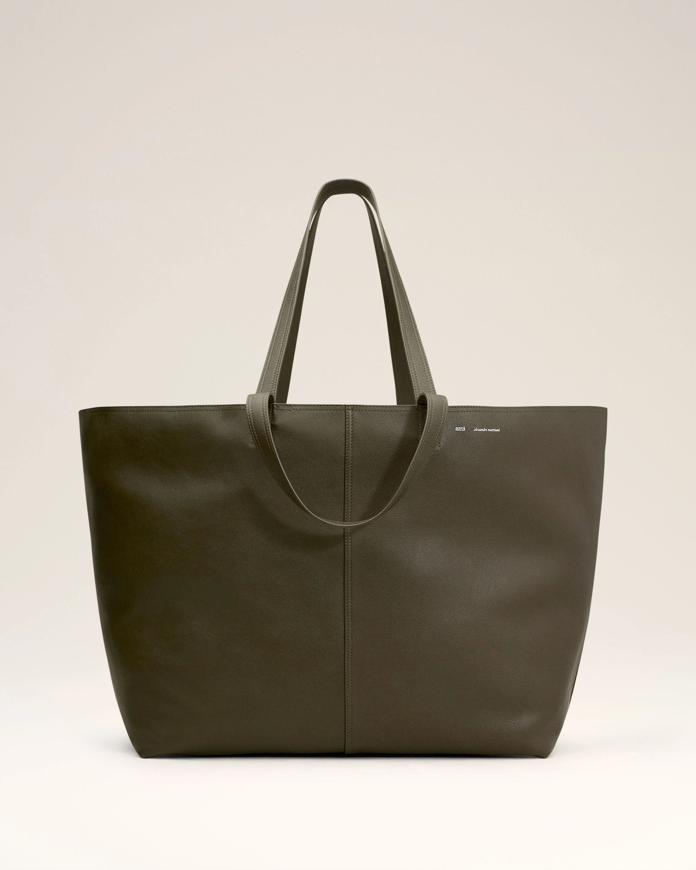 GREEN LEATHER MIDI MAXI TOTE BAG - 1