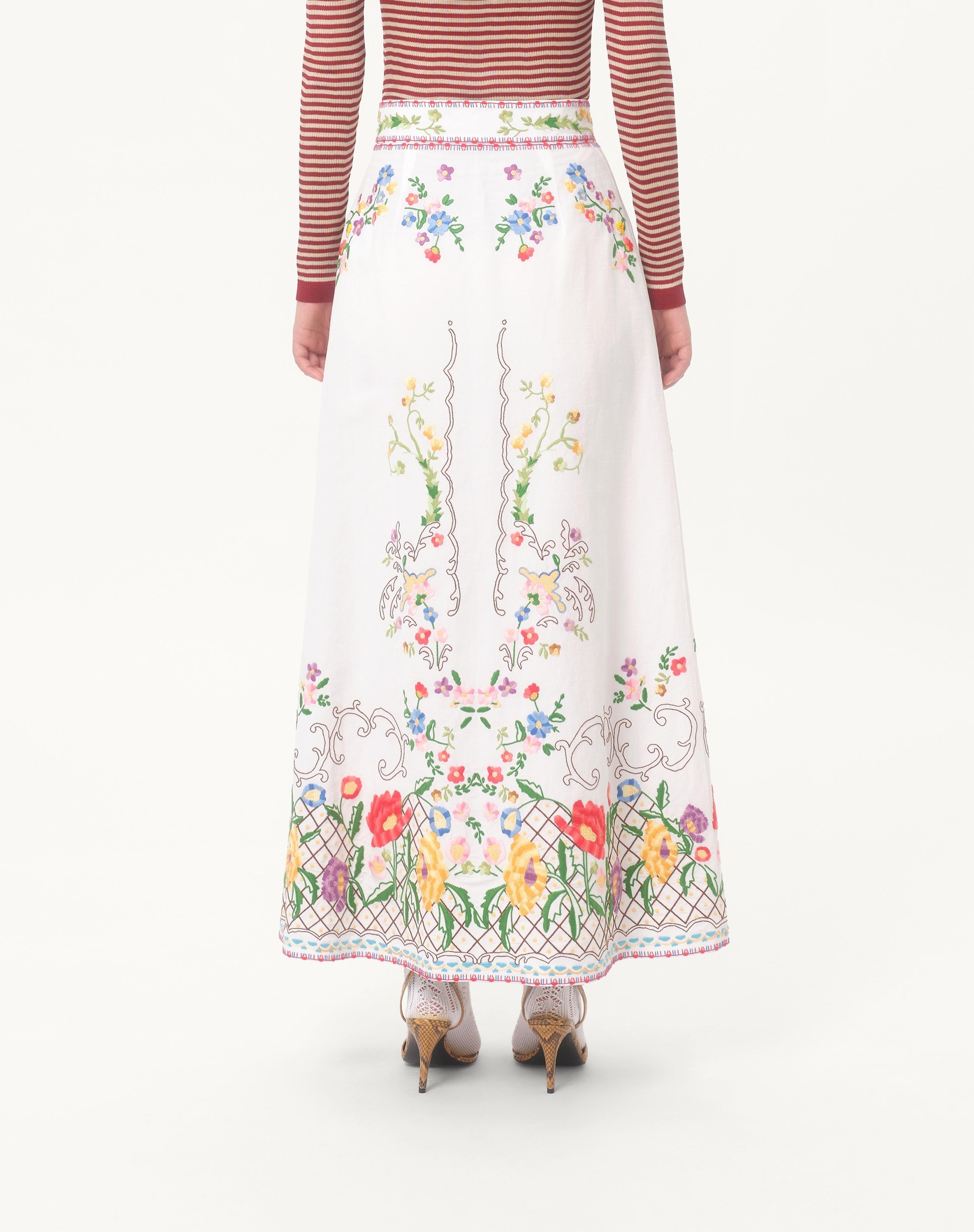 スカート VALENTINO GARAVANI Printed Linen Skirt Valentino EMBROIDERED COTTON AND LINEN SKIRT | REVERSIBLE