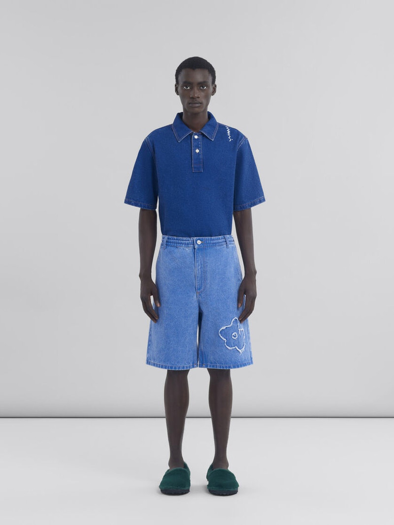 Marni LIGHT BLUE DENIM SHORTS WITH PATCH DETAIL outlook