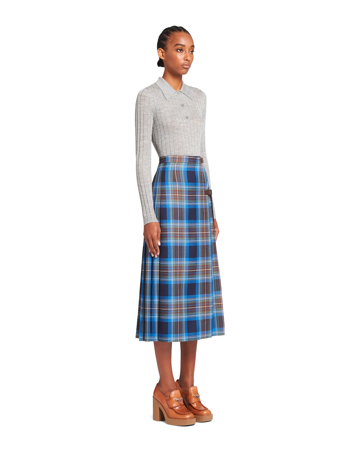 Pleated plaid skirt - 3