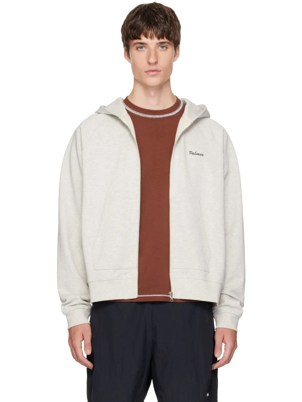 Gray Logo Zip Hoodie - 1