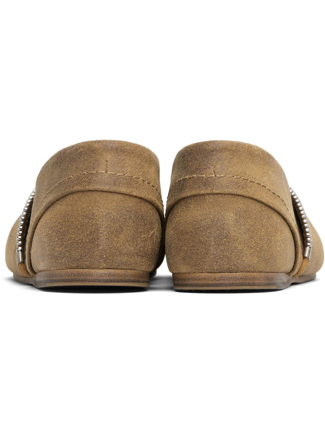 Tan Biker Ballerina Flats - 2