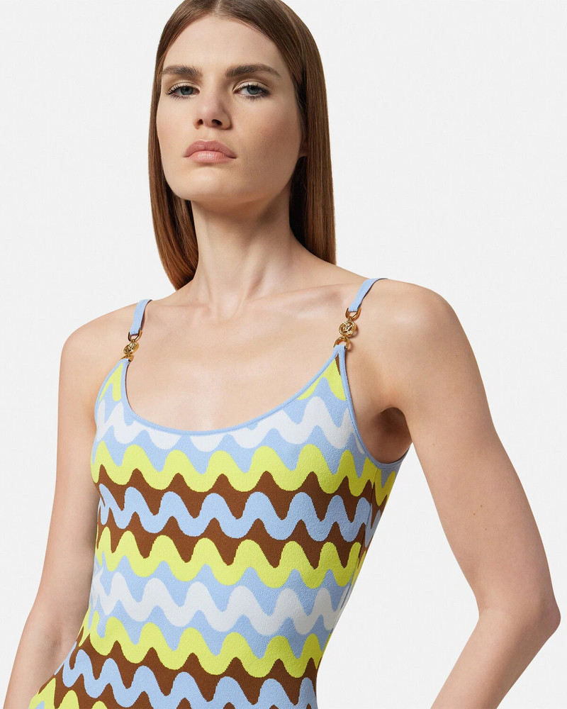 Wave Jacquard Knit Scoop-Neck Midi Dress 3