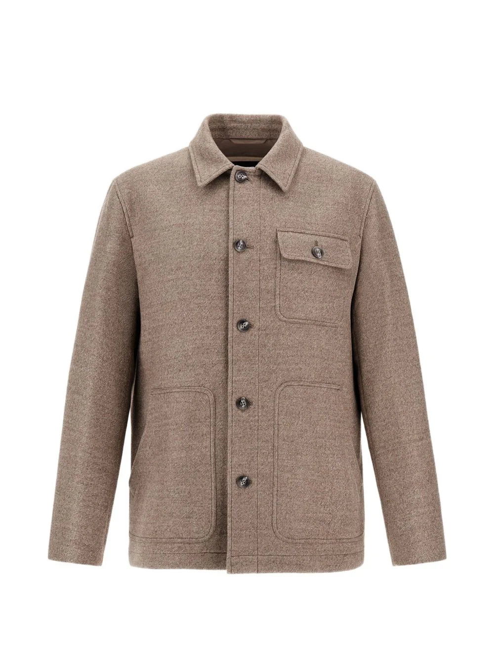 virgin-wool twill shirt jacket - 1