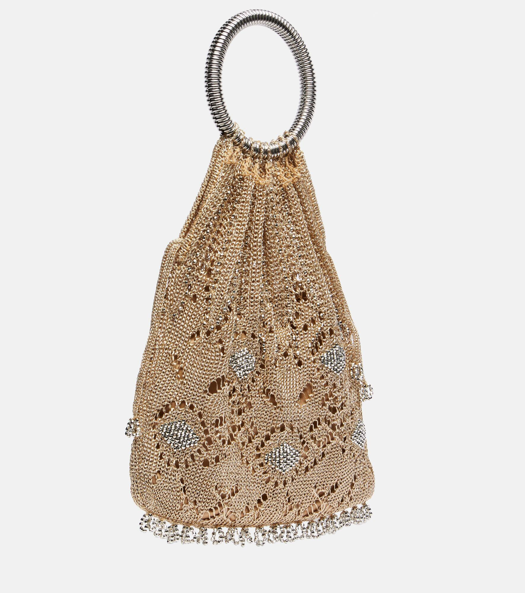 Beaded crochet lamé tote bag - 4