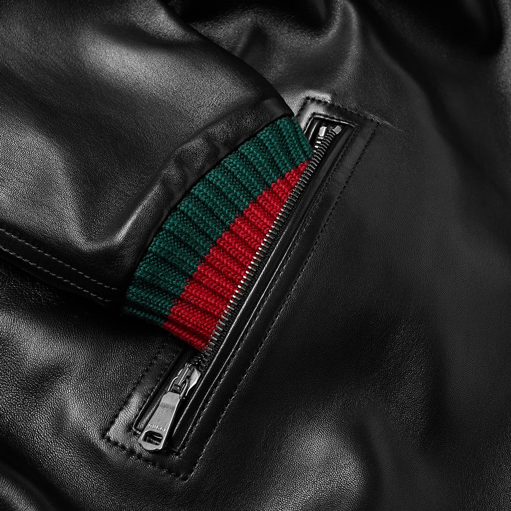 Gucci GRG Taped Leather Bomber Jacket - 2