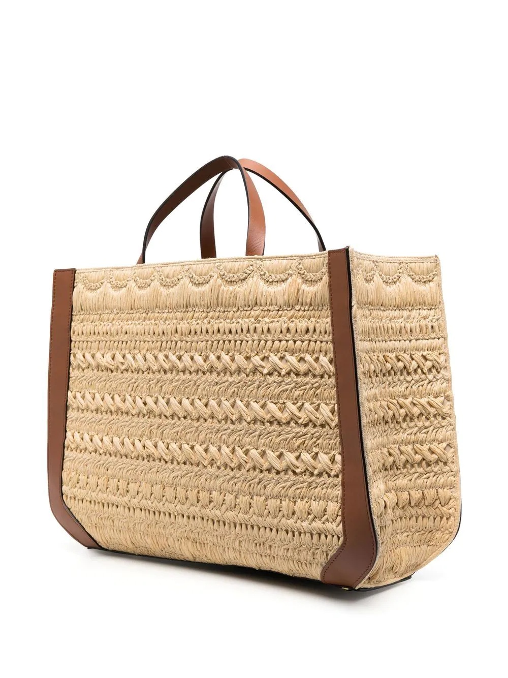 VLogo Signature embroidered raffia tote bag - 4