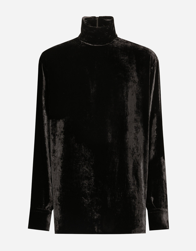 Loose velvet turtleneck with shirt cuffs 1