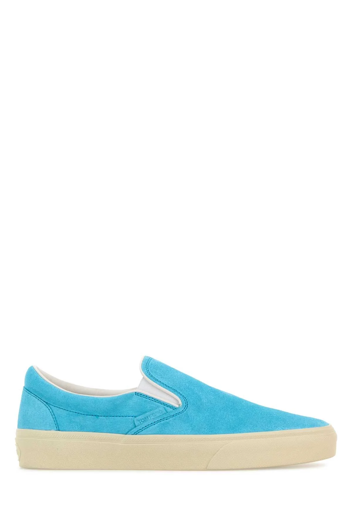 Tom Ford Men Light Blue Suede Slip Ons - 1
