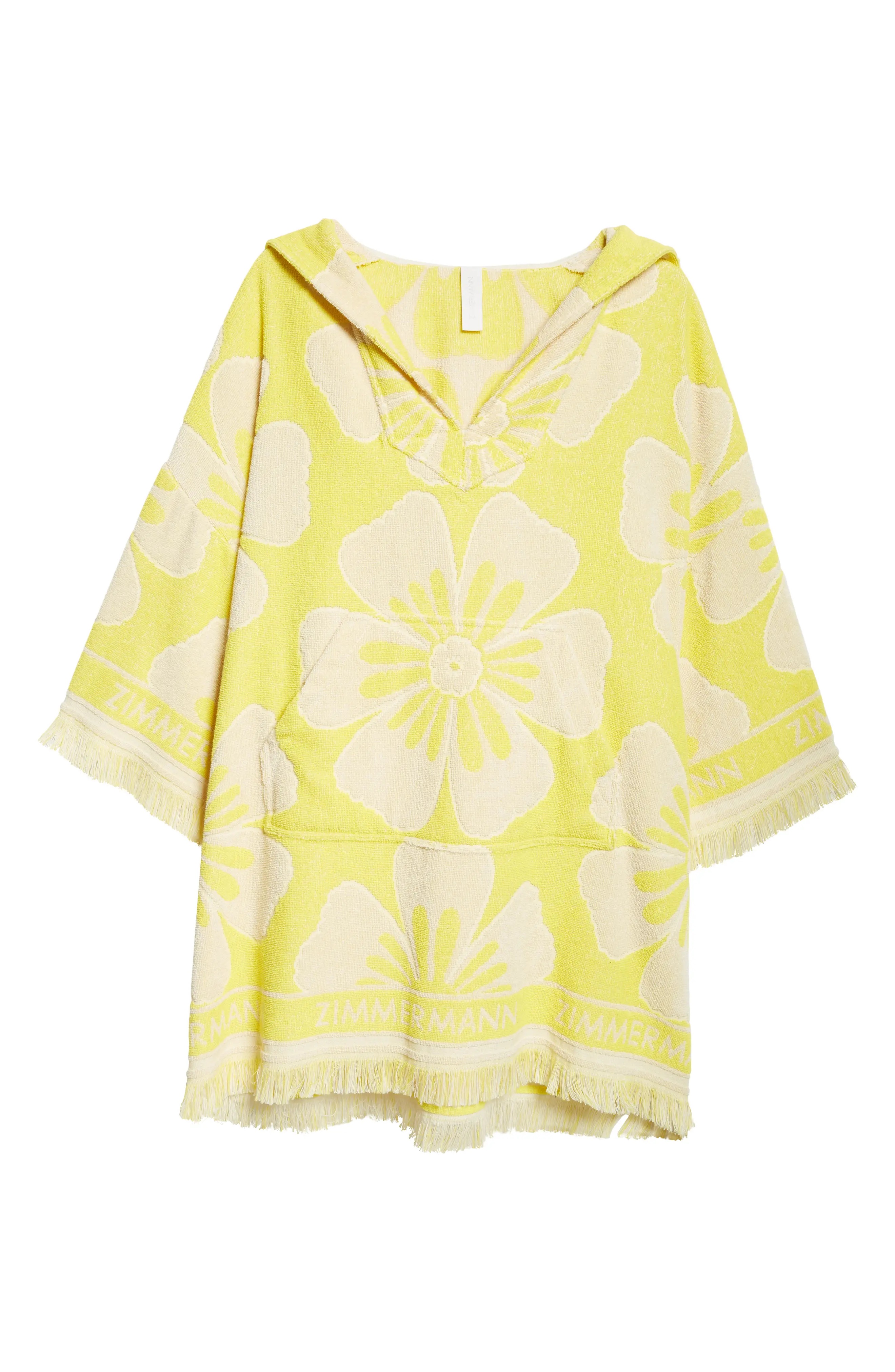 Golden Terry Cloth Hoodie Dress in Yellow/Cream - 5