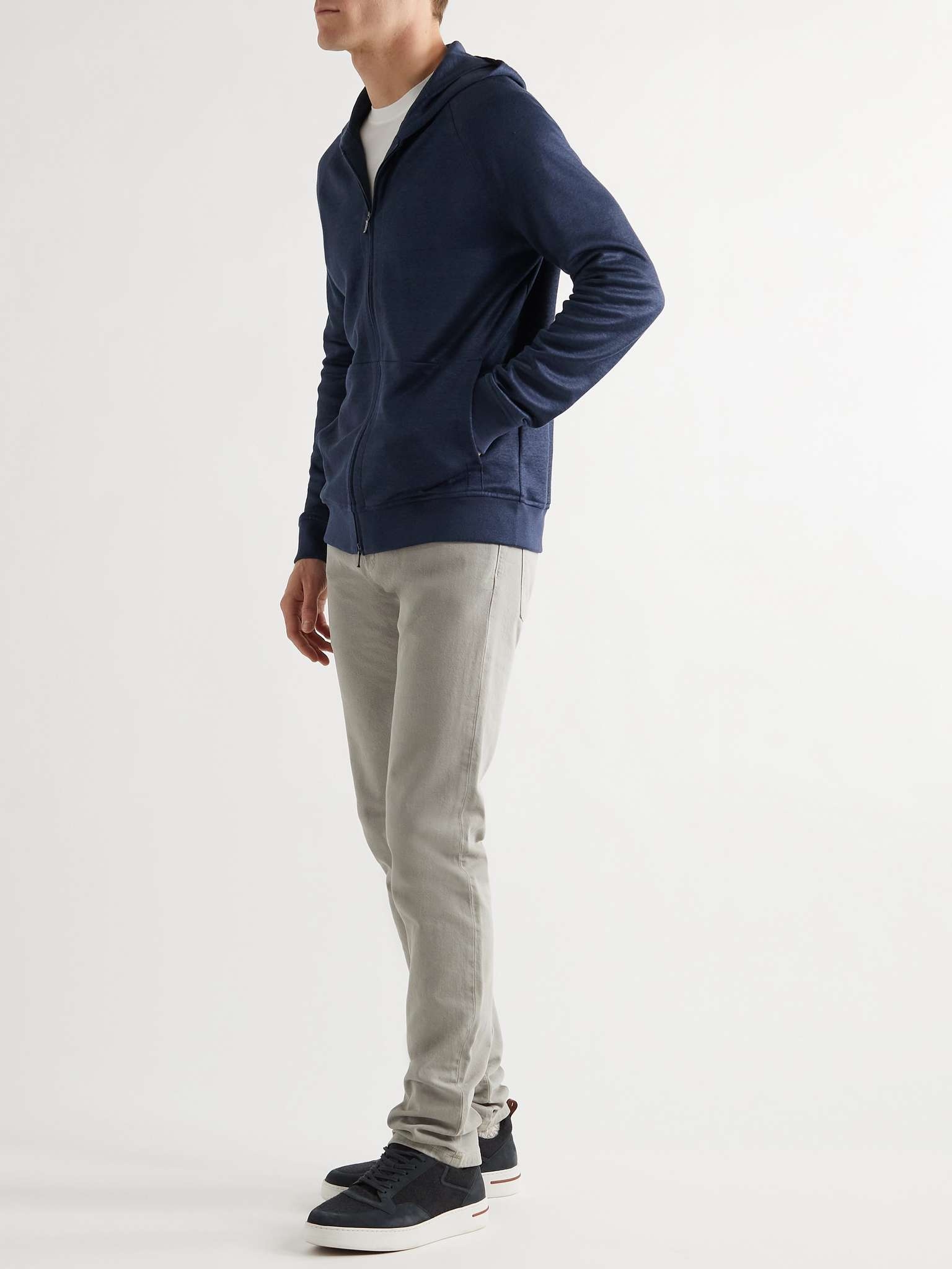 Linen-Blend Zip-Up Hoodie - 2