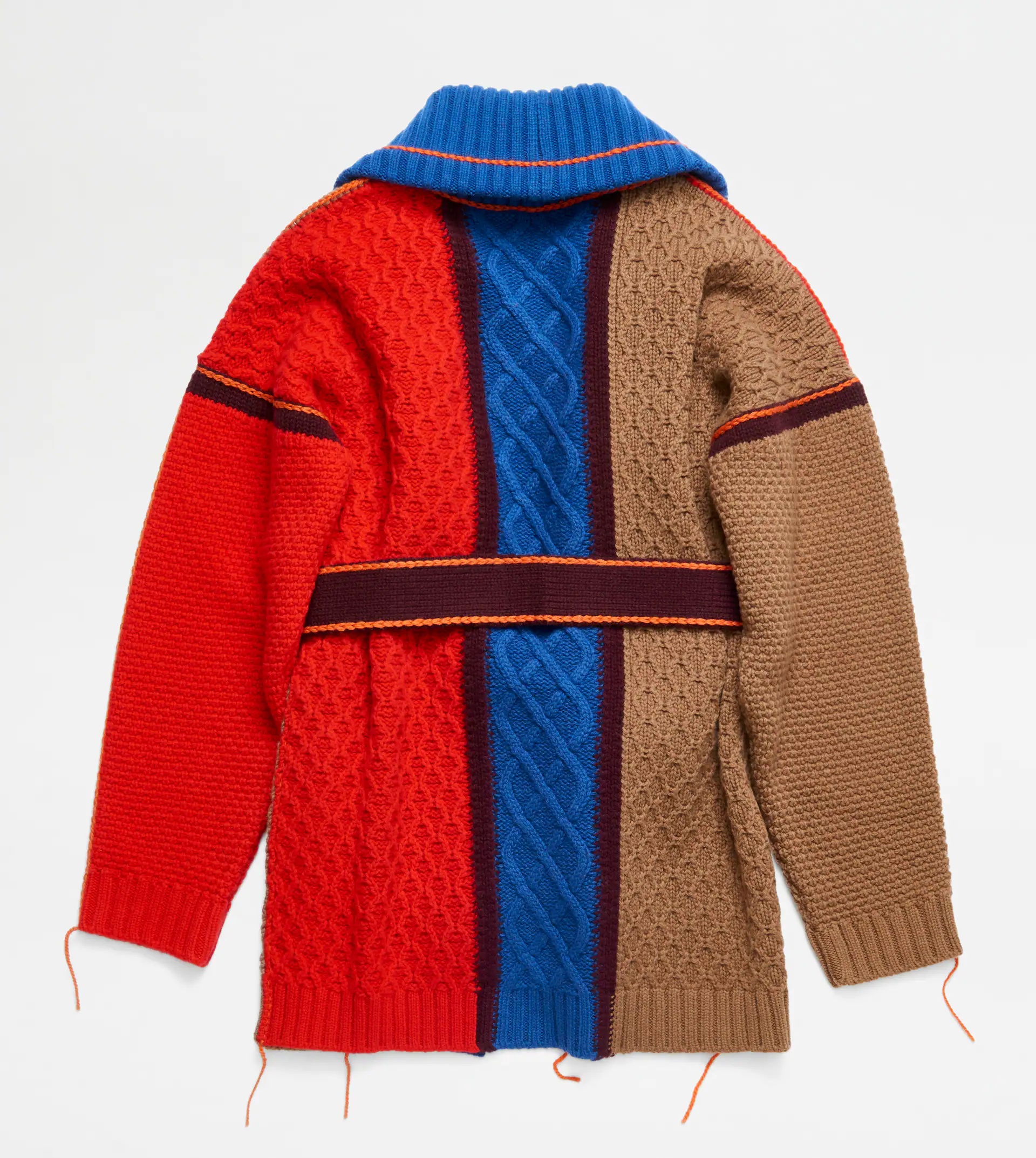 CASHMERE BLEND CARDIGAN - BLUE, RED, BROWN - 8