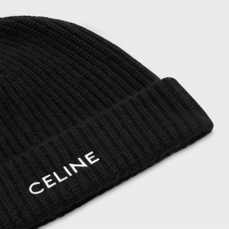 CELINE-EMBROIDERED BEANIE IN WOOL AND ANGORA 3
