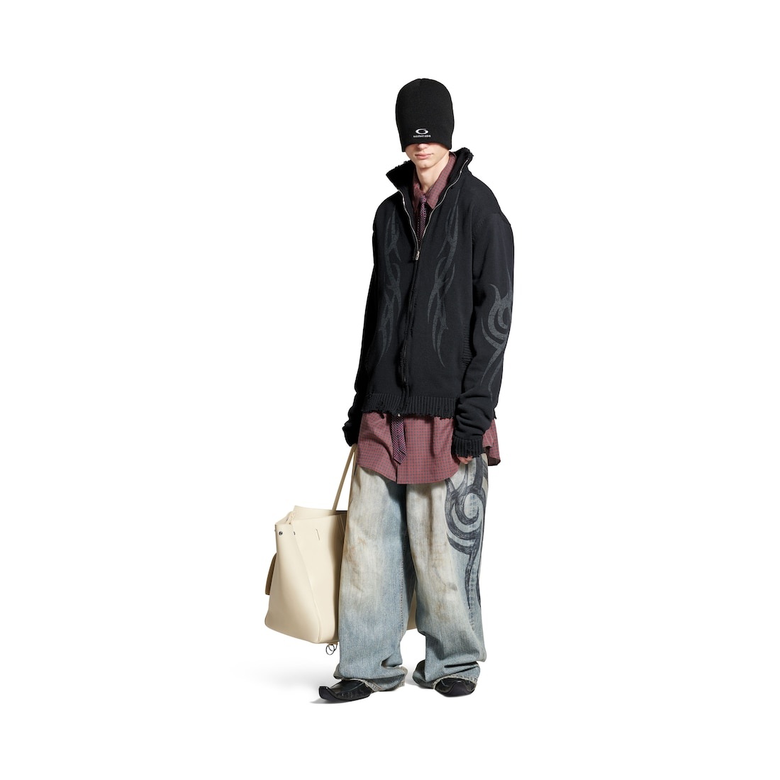 Men's Y2k Zip-up Cardigan in Black - 2