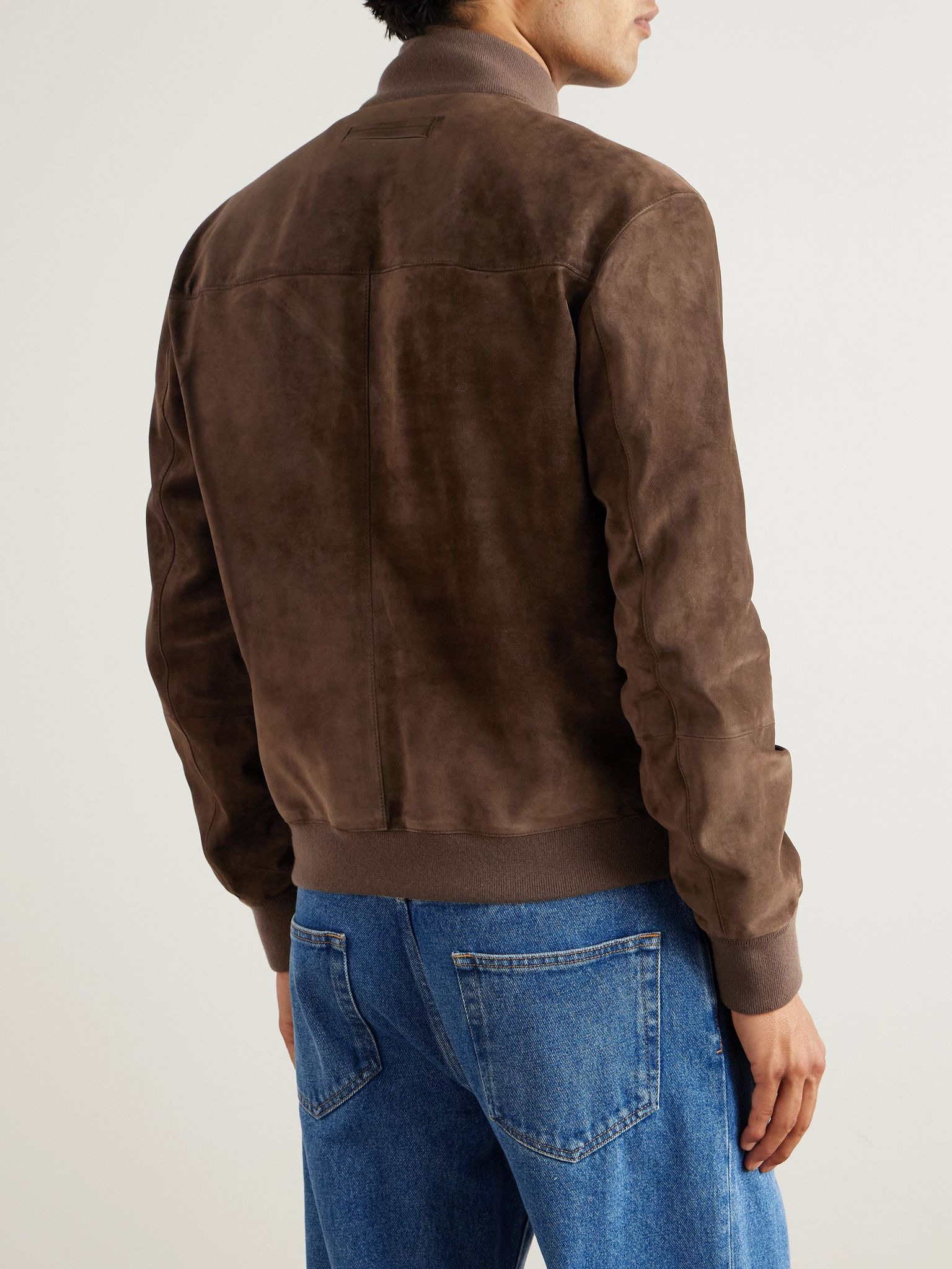 Suede Blouson Jacket Brown - 3