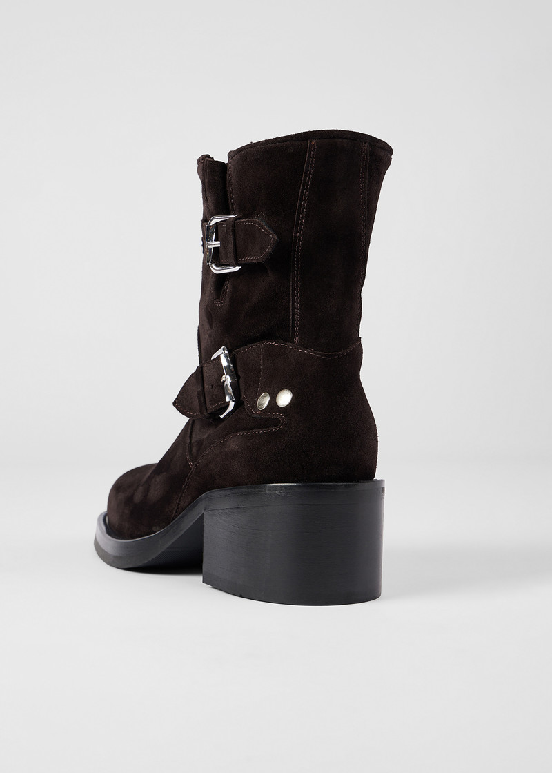 Women's Dark Brown Suede 'Faria' Biker Boots 5