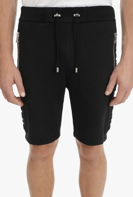 Black cotton shorts with embossed black Balmain logo - 5