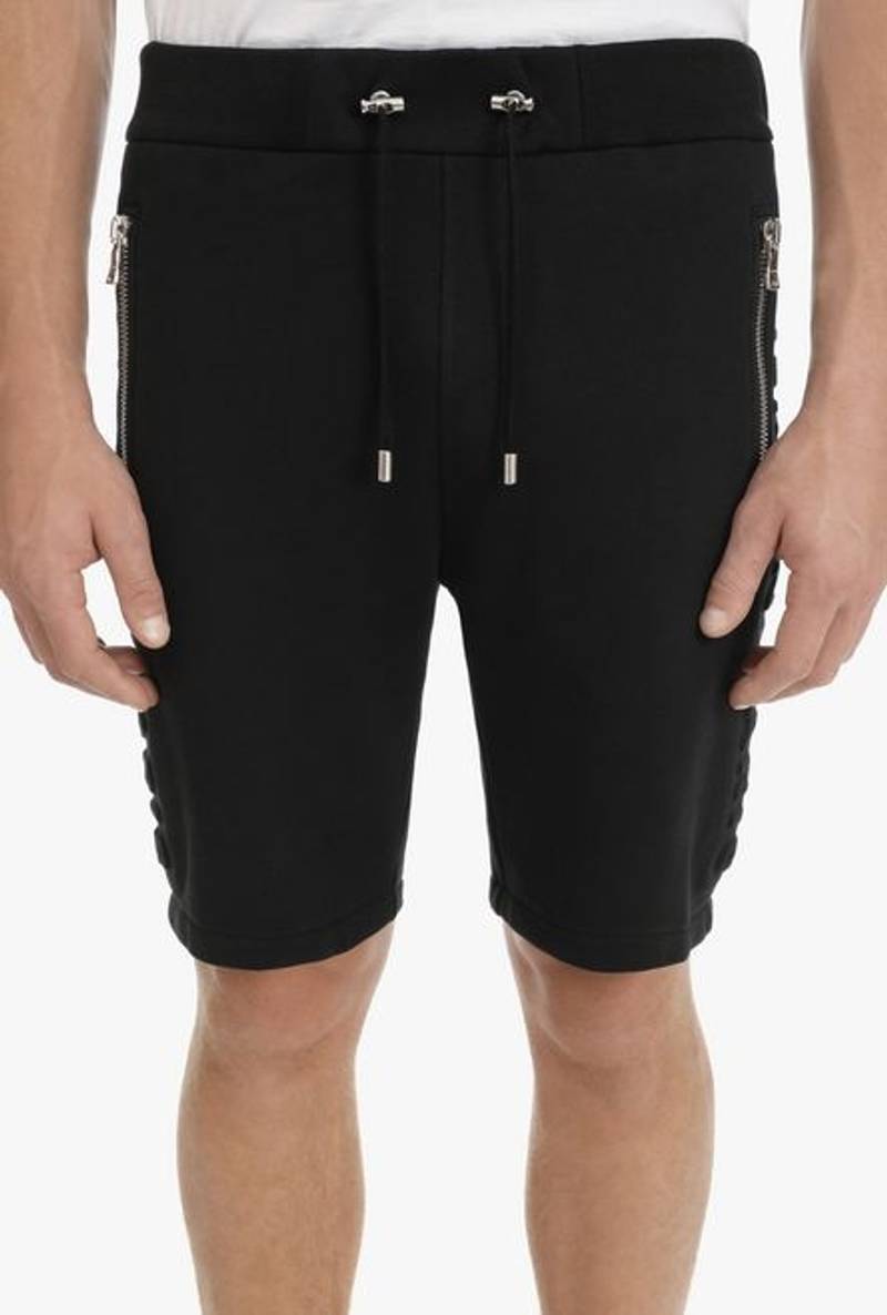 Black cotton shorts with embossed black Balmain logo 5