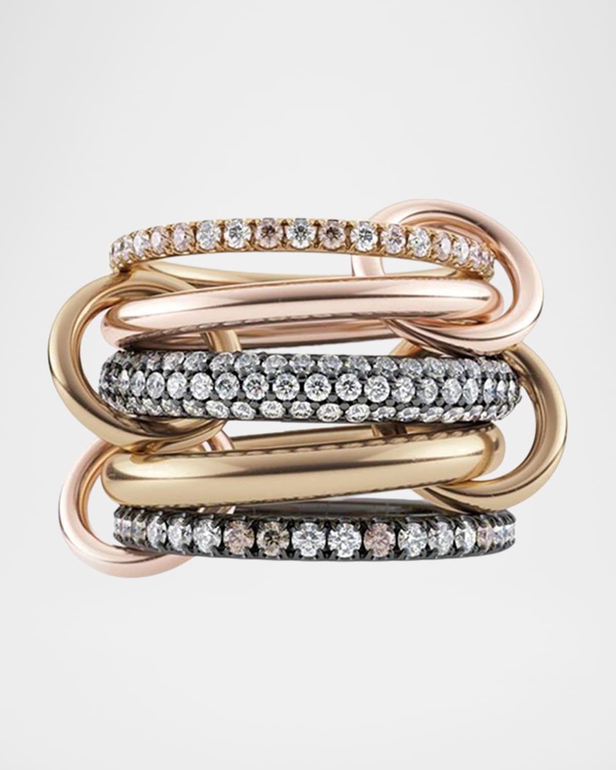 Leo 18k 2-Tone 5-Link Ring w/ Diamonds - 1