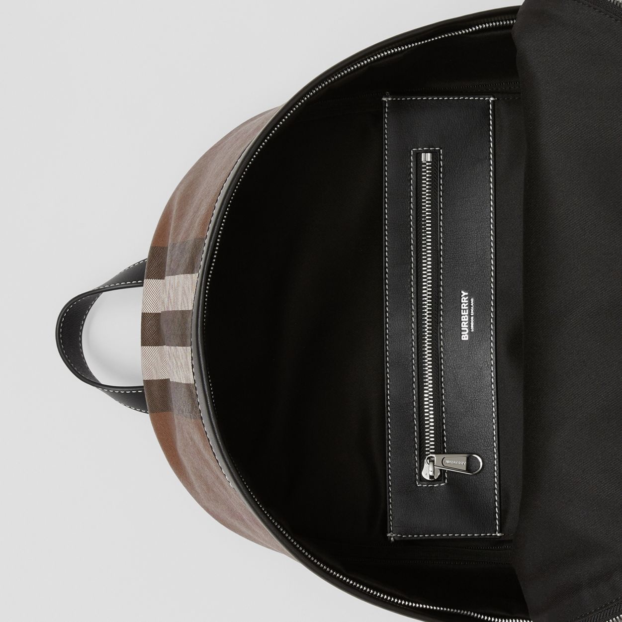 Check and Leather Backpack - 5