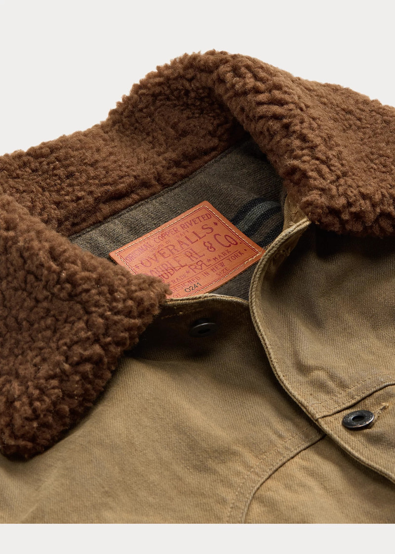 Fleece-Collar Brown Denim Jacket 5