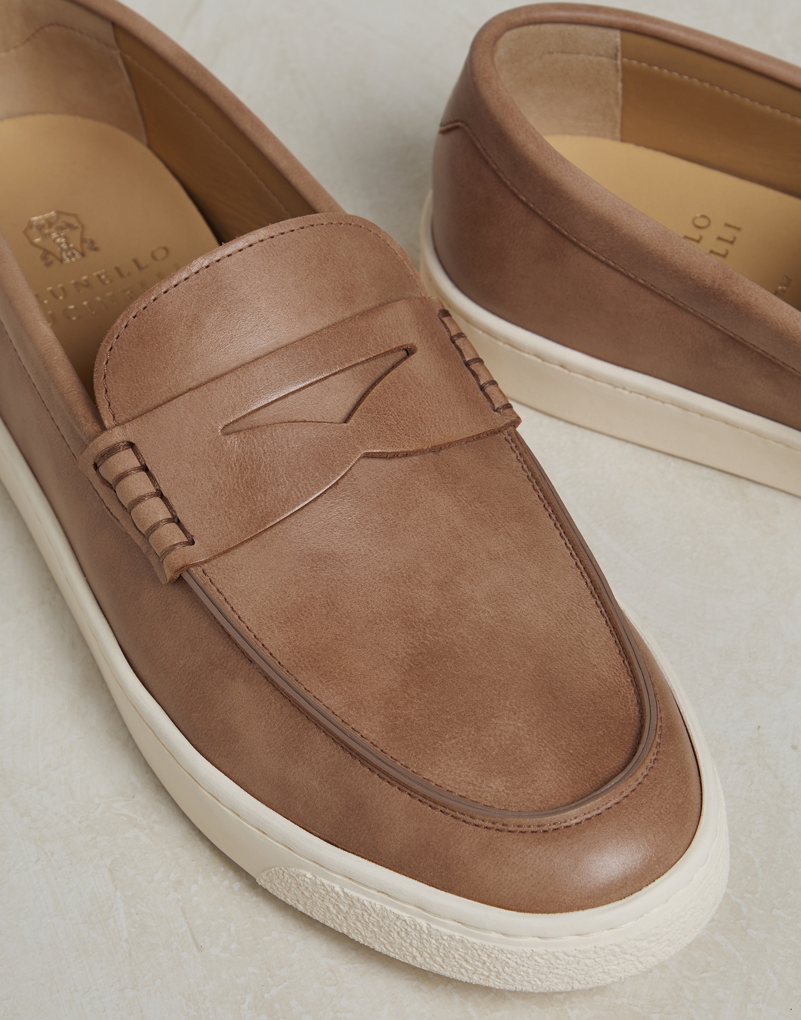 Dapple calfskin loafer sneakers with natural rubber sole - 4