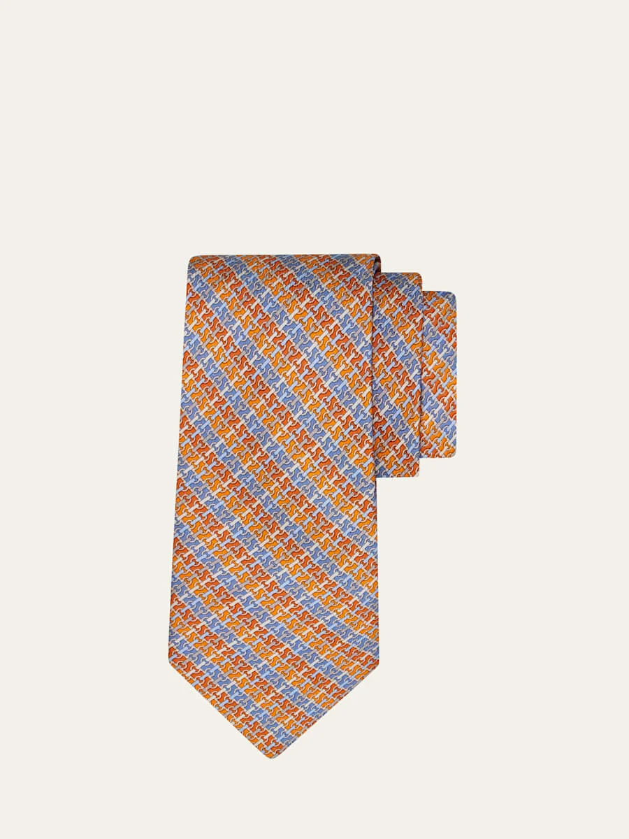 Men's Stripe Gancini Link Tie - 1