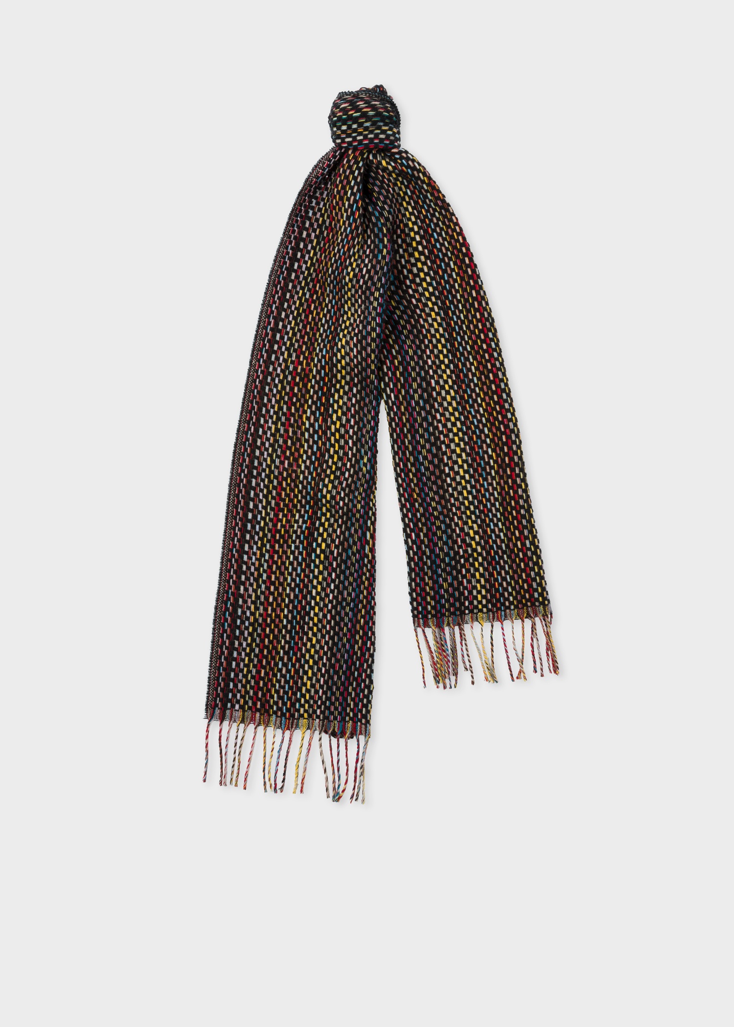 Basket Weave Signature Stripe Cashmere Scarf - 5