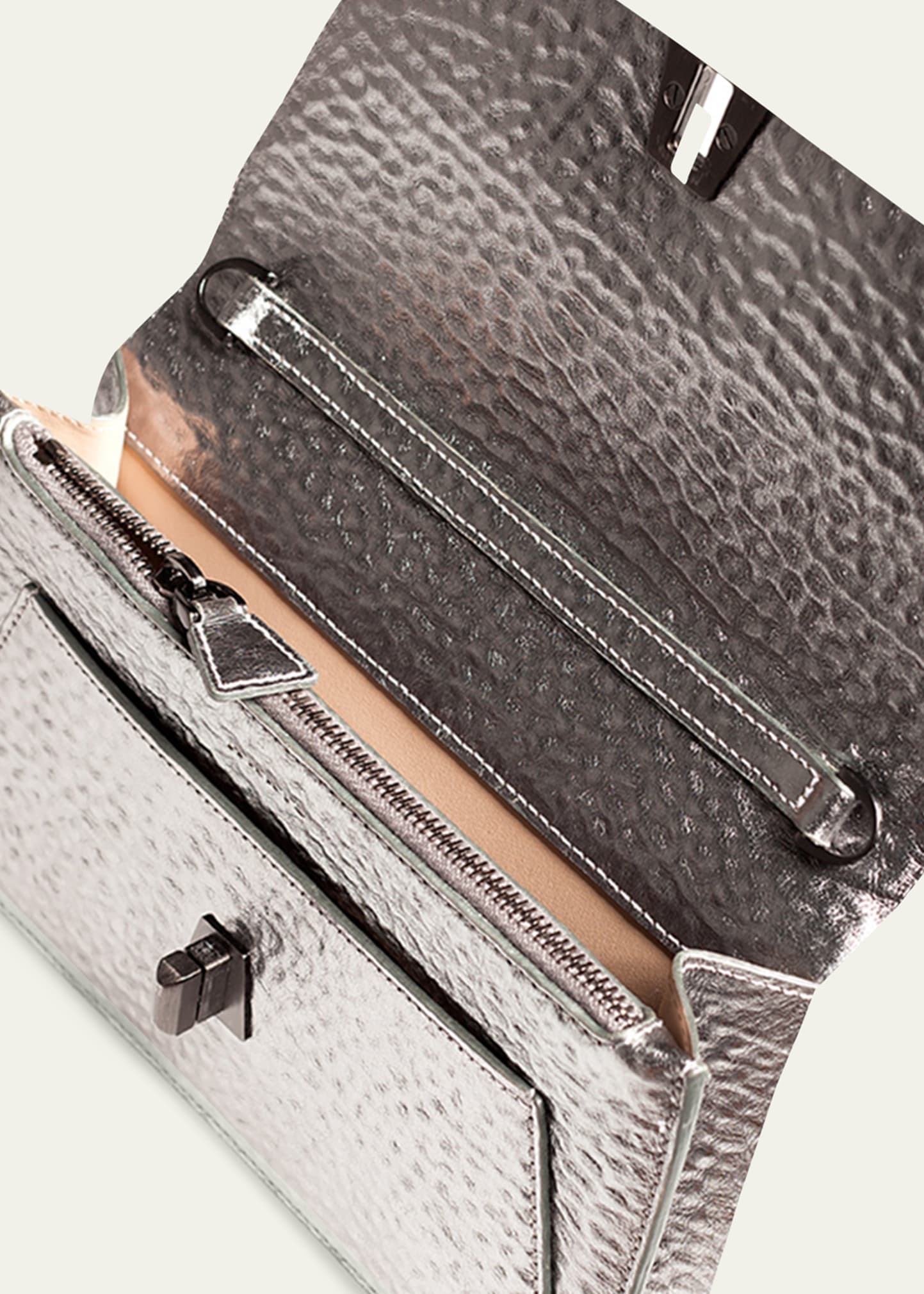 Anouk Hammered Leather Envelope Clutch Bag - 3